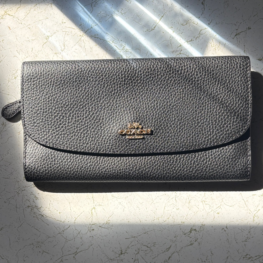 Coach Pebbled Leather Wristlet In Black